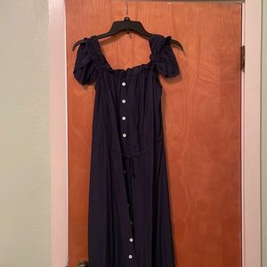 Navy blue dress, button down in front